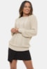 Blusa Ayda  Pink Tricot Gola Redonda de Tricô Trançado e Bolhas com Alto Relevo Feminina Bege