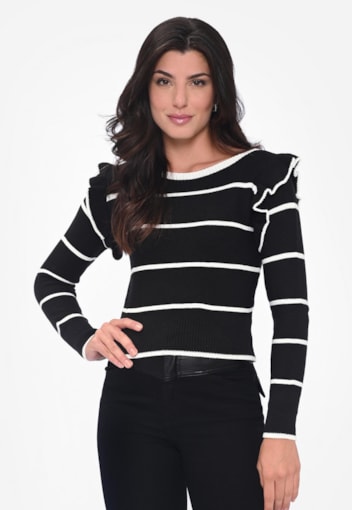 Blusa Básica Feminina de Tricot Tricô Modal Lis...