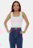 Blusa Cropped Bandagem Pink Tricot Top Com Alças de Tricô Modal Isis Feminino Branco