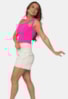 Blusa Cropped Pink Tricot de Tricô Modal Canelado Um Ombro Só Feminino Rosa Cassandra