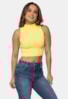Blusa Cropped Pink Tricot Gola alta de Tricô Modal Feminino Amarelo Tânia