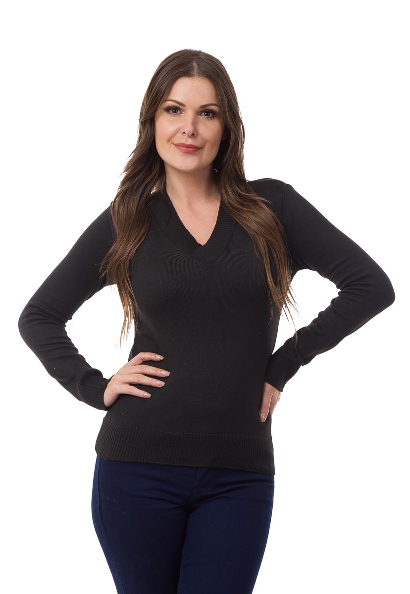 blusa de manga longa feminina preta