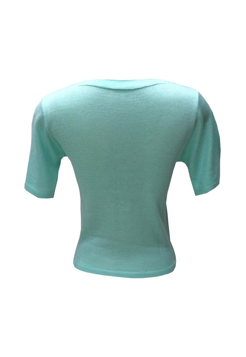 Blusa de Tricot Manga Curta com Detalhe em Nó Feminino Verde Claro