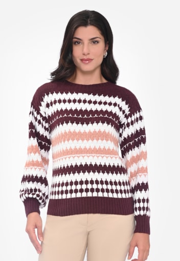 Blusa Feminina de Tricot Tricô Manga Longa 3 Co...