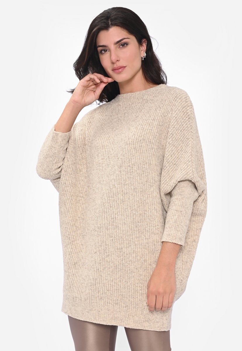 Blusa Feminina Vest Legging de Tricot Manga Longa Inverno Bege