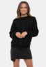Blusa Pink Tricot Ayda Gola Careca de Tricô em Tranças e Bolhas com Alto Relevo Feminina Preto