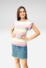 Blusa Pink Tricot Com Babado na Manga De Tricô Listrada Lilás
