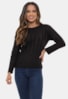 Blusa Pink Tricot de Tricô Canelado e Manga Longa Thalita Feminina Preto