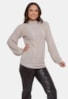 Blusa Pink Tricot de Tricô Fang Trança Manga Longa Feminina Bege