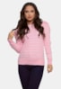 Blusa Pink Tricot Listrada de Tricô Manga Bufante Feminina Rosa
