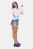 Blusa Pink Tricot Manga Longa  Bufante De Tricô Feminina Branco