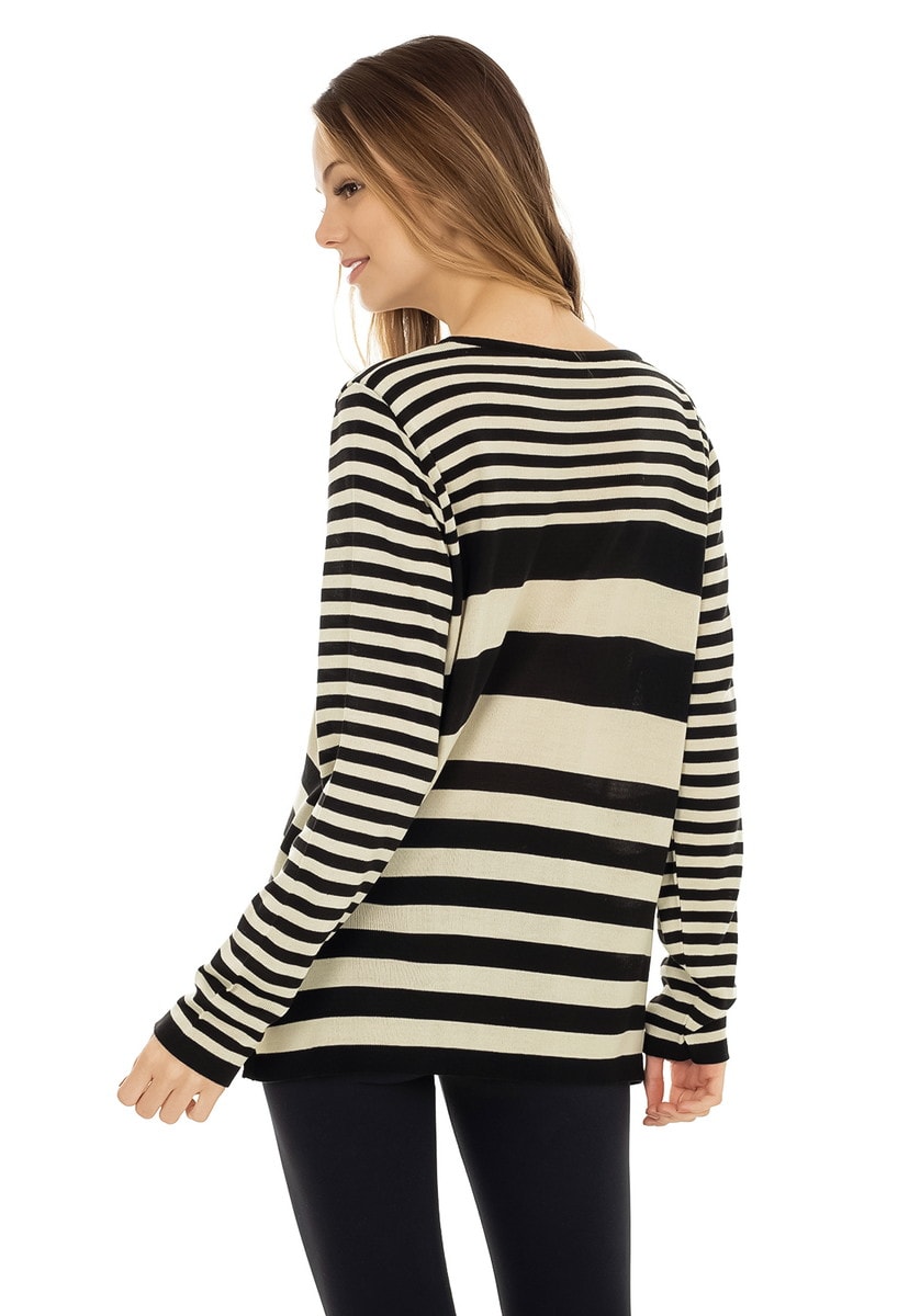 Blusa Pink Tricot Manga Longa Flamme Mullet Listrada Feminino Preto