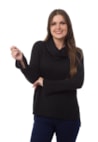 Blusa Pink Tricot(Tricô) Manga Longa Cacharrel Feminina Preto
