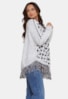 Blusa Poncho Pink Tricot Estampado de Tricô Mousse Feminino Branco