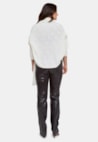 Blusa Poncho Pink Tricot Franjas de Tricô Feminino Off White