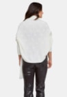 Blusa Poncho Pink Tricot Franjas de Tricô Feminino Off White