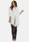 Blusa Poncho Pink Tricot Franjas de Tricô Feminino Off White