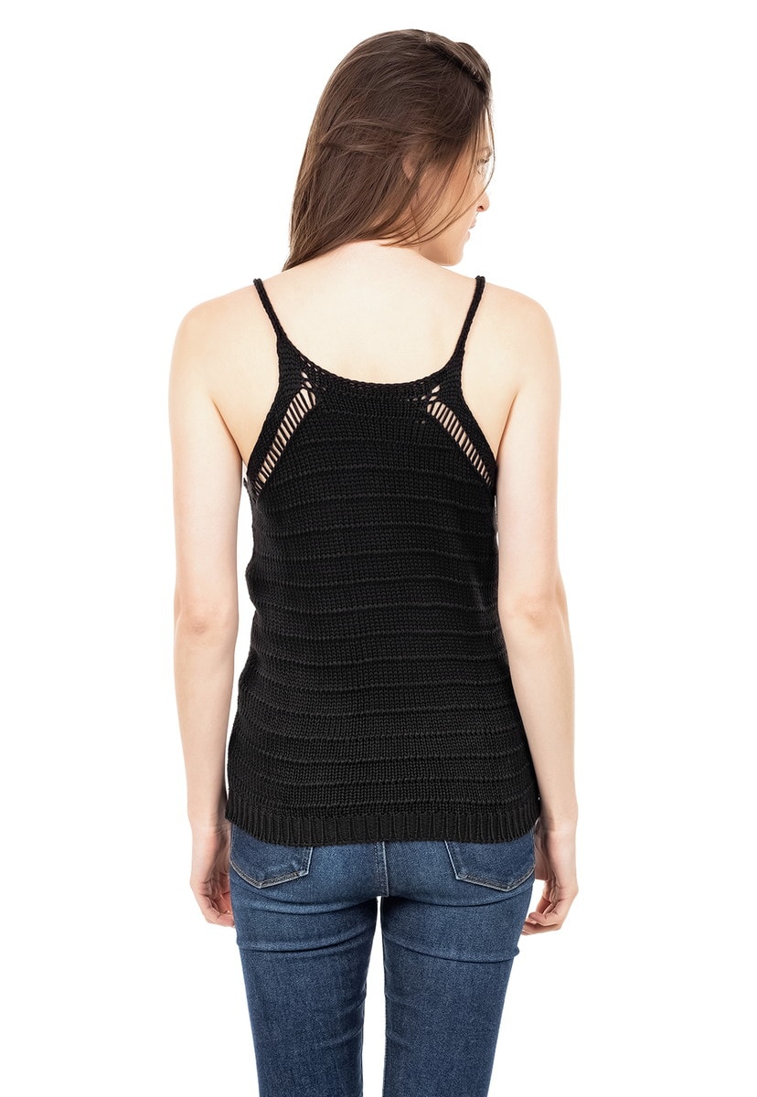 Blusa Regata de Tricot Feminina Alça Preto