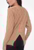 Blusa Sueter de Tricot Trança Manga Longa Feminina Inverno Dourado