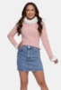 Blusa Suéter Pink Tricot Com Pele de Tricô Feminina de Frio Rosa