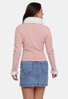 Blusa Suéter Pink Tricot Com Pele de Tricô Feminina de Frio Rosa