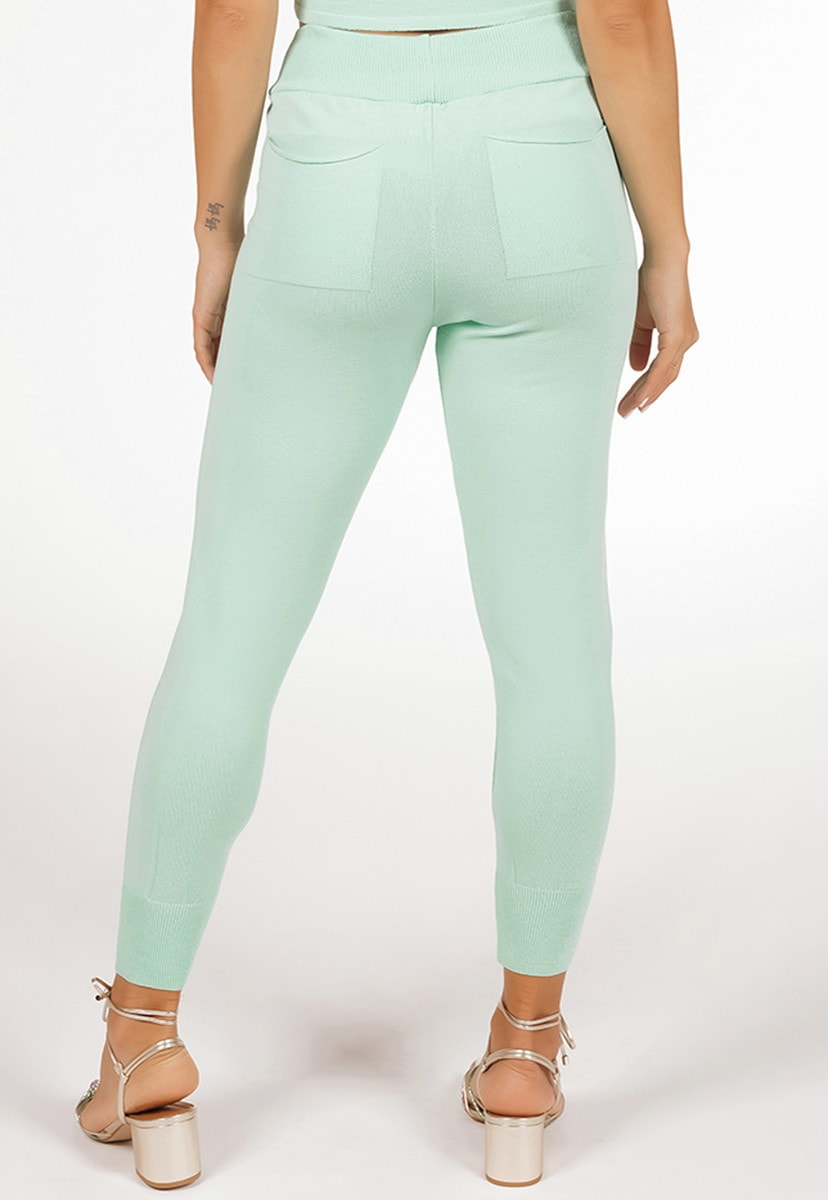 Calça Jogger De Tricô Modal Pink Tricot Moletinho Liso Feminino Verde Claro
