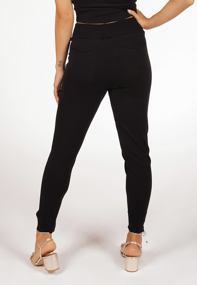 Calça Pink Tricot Jogger De Tricô Modal Comfy Moletinho Liso Feminino Preto