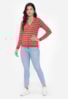 Casaco Cardigan Feminino de Frio de Tricot Modal Listrado Telha