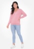 Casaco Feminino Estampa Poá de Tricot Modal Para o Inverno Rosa
