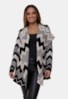 Casaco Kimono Mary Pink Tricot de Tricô Com Estampa Zig Zag e Chevron Feminino Preto/Bege