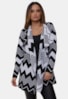 Casaco Kimono Mary Pink Tricot de Tricô Com Estampa Zig Zag e Chevron Feminino Preto/Branco