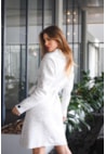 Casaco Sobretudo Feminino de Tricot Mousse Liso Branco