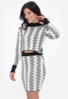 Conjunto Blusa e Saia Tricot Modal Estampa Zig Zag Feminino Preto