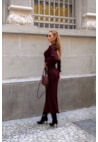 Conjunto Blusa Manga Longa e Saia Midi Trançada Borgonha