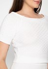 Conjunto Fashion de Tricot Modal Cropped e Saia Feminino Branco