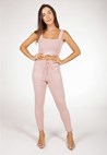 Conjunto Pink Tricot Liso Com Cropped E Calça Jogger De Tricô Modal Moletinho Feminino Rosa Claro