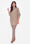 Maxi Pull Manga Morcego de Tricot Oversized Feminino Caramelo