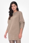 Maxi Pull Manga Morcego de Tricot Oversized Feminino Caramelo