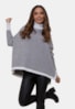 Poncho De Tricô Pink Tricot Renata Mousse Com Estampa Xadrez e Gola Alta Feminino Branco
