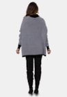 Poncho Renata Pink Tricot Com Estampa Xadrez e Gola Alta de Tricô Mousse Feminino Preto
