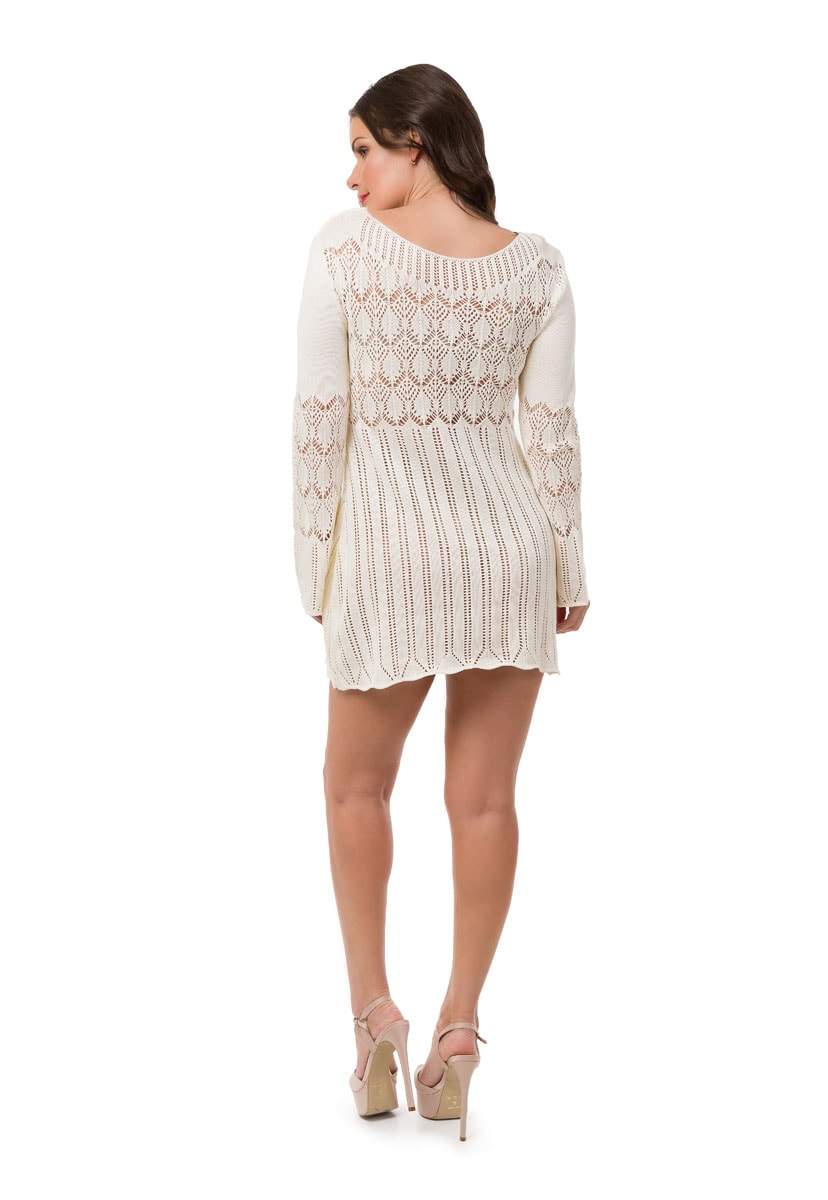 Saída de Praia Pink Tricot Curta Rendada Feminino