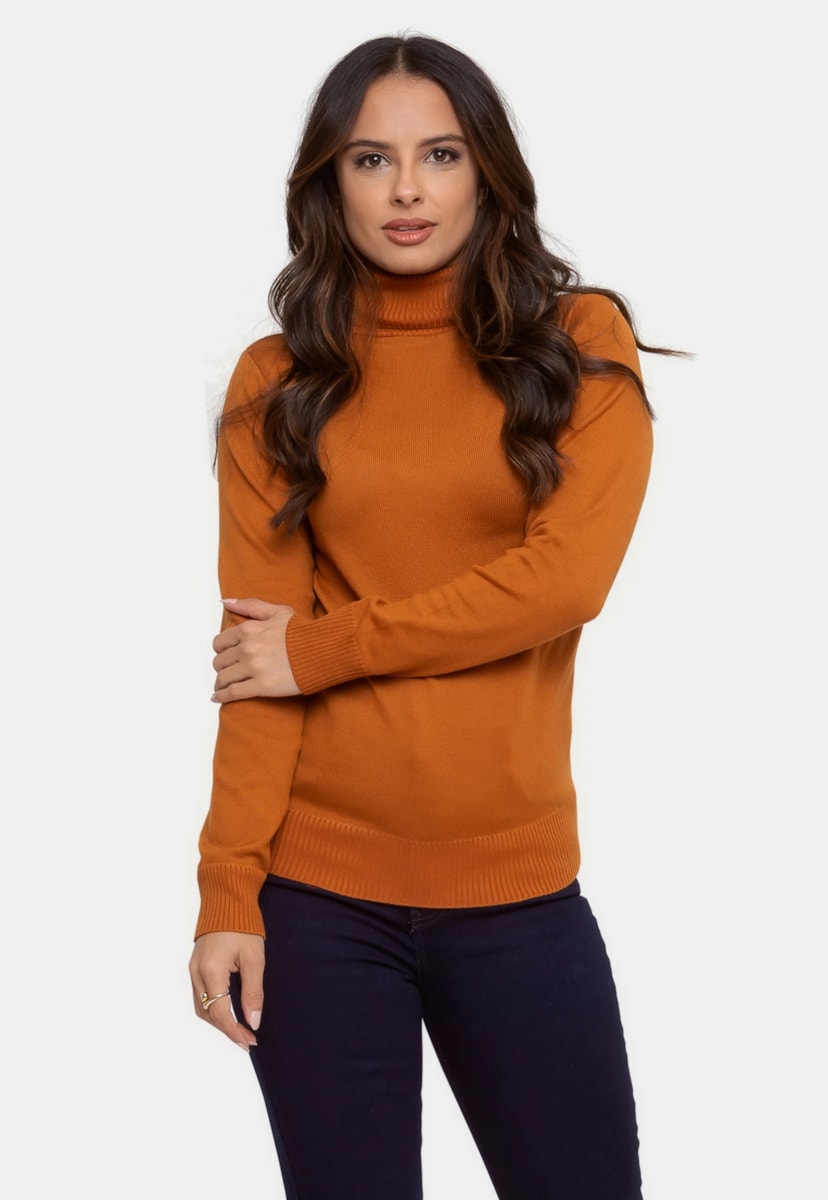 Tricô Blusa Cacharrel Básica Pink Tricot Modal Feminina Ferrugem