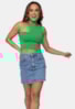 Tricô Blusa Cropped com Recorte no Ombro PinkTricot Modal Feminino Verde Alberta
