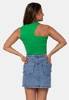 Tricô Blusa Cropped com Recorte no Ombro PinkTricot Modal Feminino Verde Alberta
