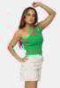 Tricô Blusa Cropped Um Ombro só Pink Tricot Modal Feminino Verde Cassandra