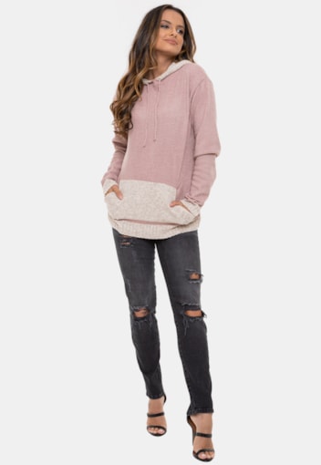 Tricô Blusa Moletom Natalie Pink Tricot Mousse ...