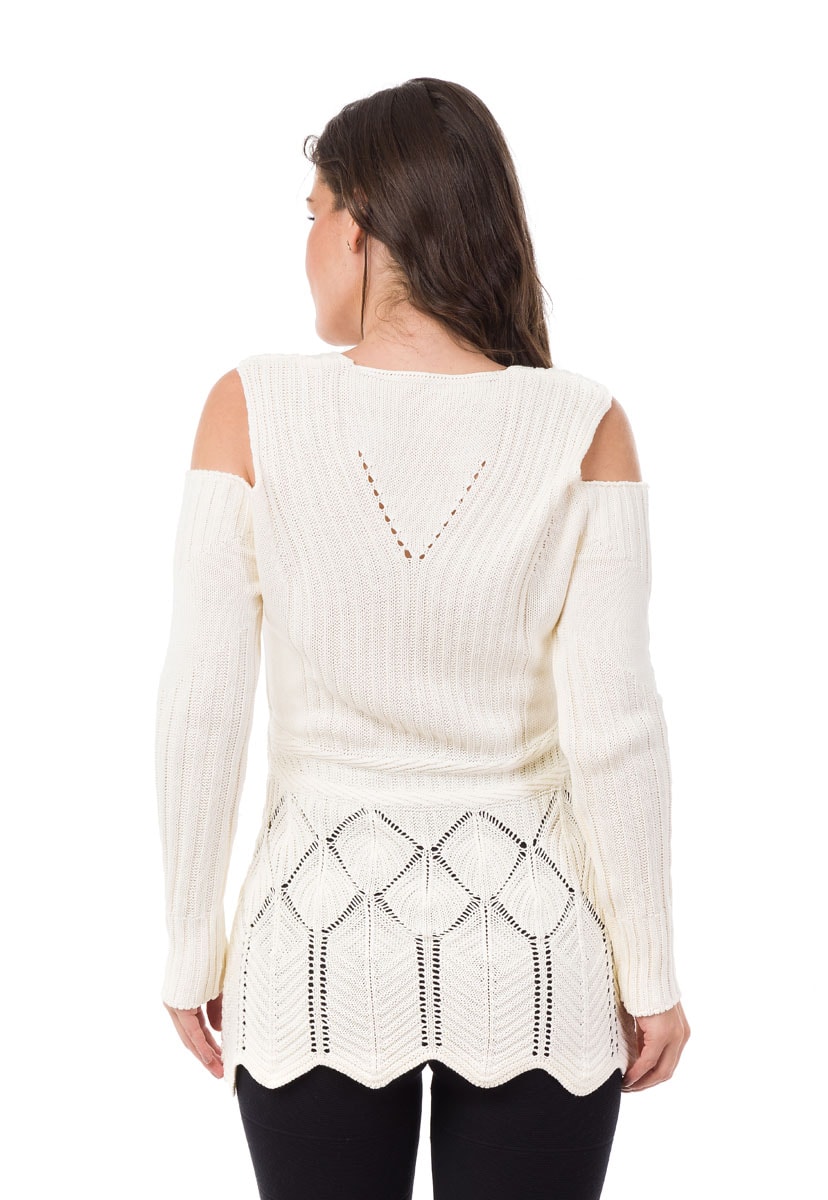 Tricô Blusa Pink Tricot Bata Ombro Aberto Feminino