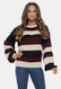 Tricô Blusa Pink Tricot Listrada Rachel de Tricô Fang Manga Longa Feminina Bege/Preto