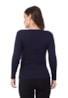 Tricô Blusa Pink Tricot Manga Longa Decote V Feminino Azul marinho
