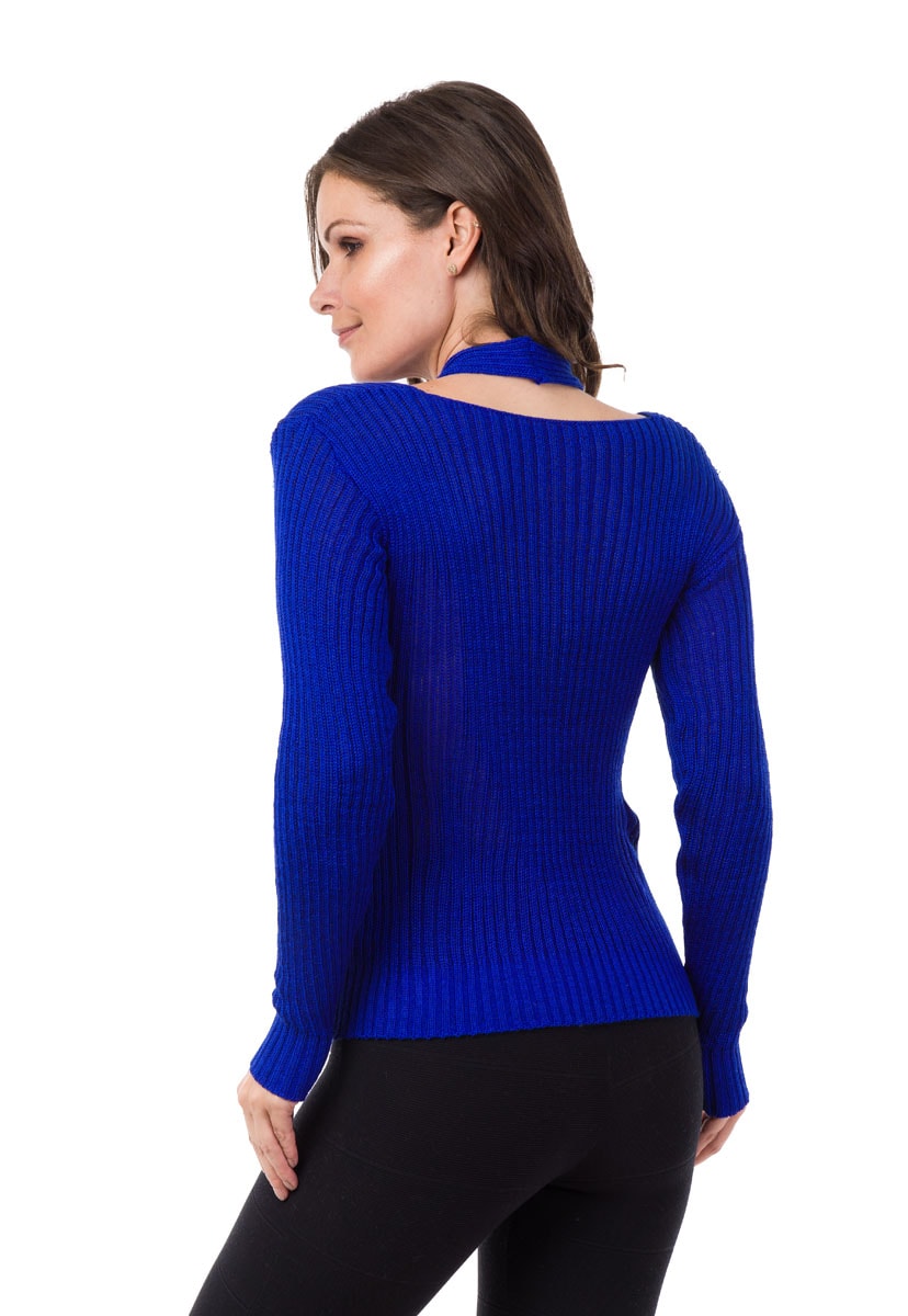 Tricô Blusa Pink Tricot Manga Longa Frente Única Feminino